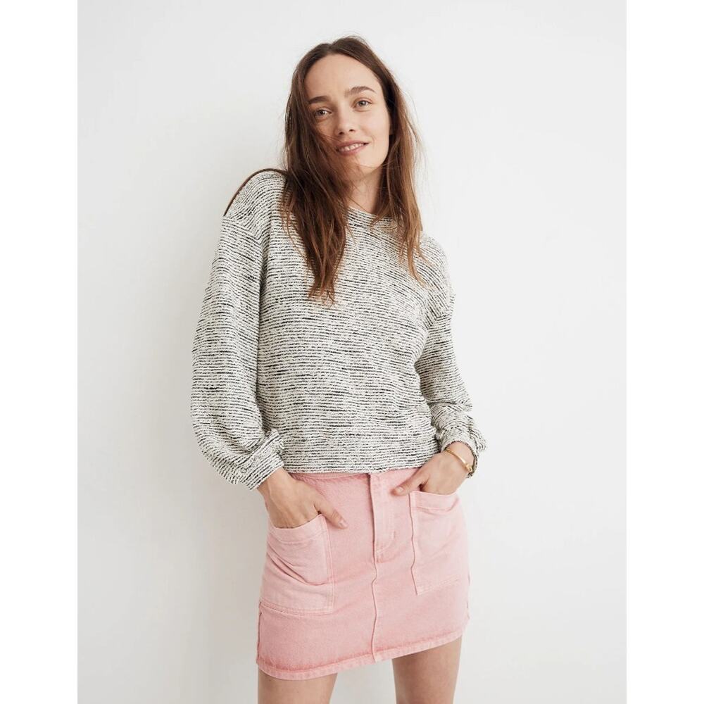 Madewell Texture & Thread Bubble Sleeve Top Size XS Heather Gray Feminine Blouse